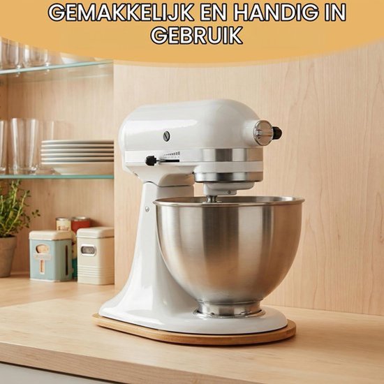 Bamboe glijplank compatibel met Artisan 4,5-5 Qt (4,3 l - 4,8 l), verschuifbare onderlegger voor keukenmachine, roermachine, glijplank voor keukenmachine, licht glijdende — afbeelding 3