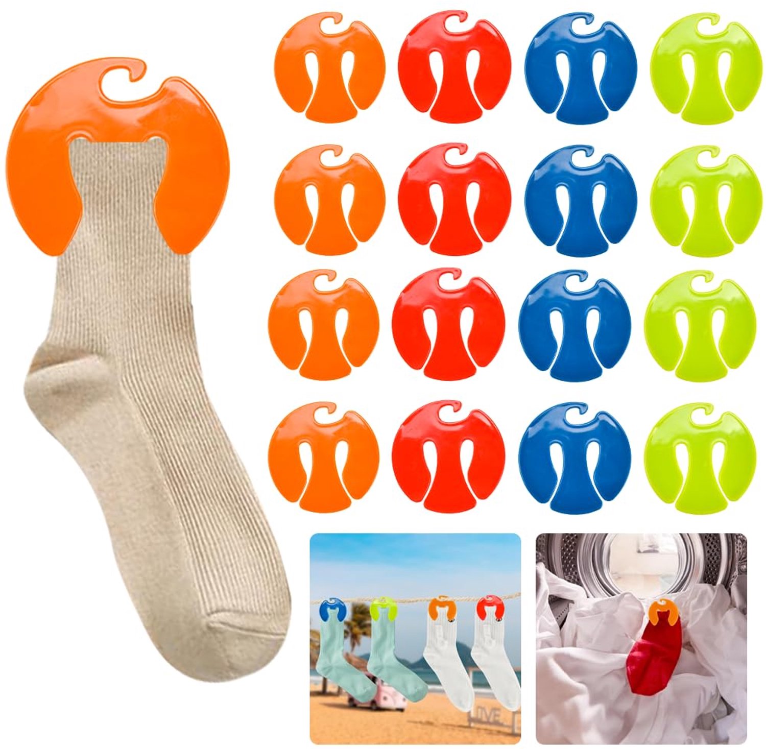 48 Stuks Wasmachine Sokken Clips in 4 Kleuren