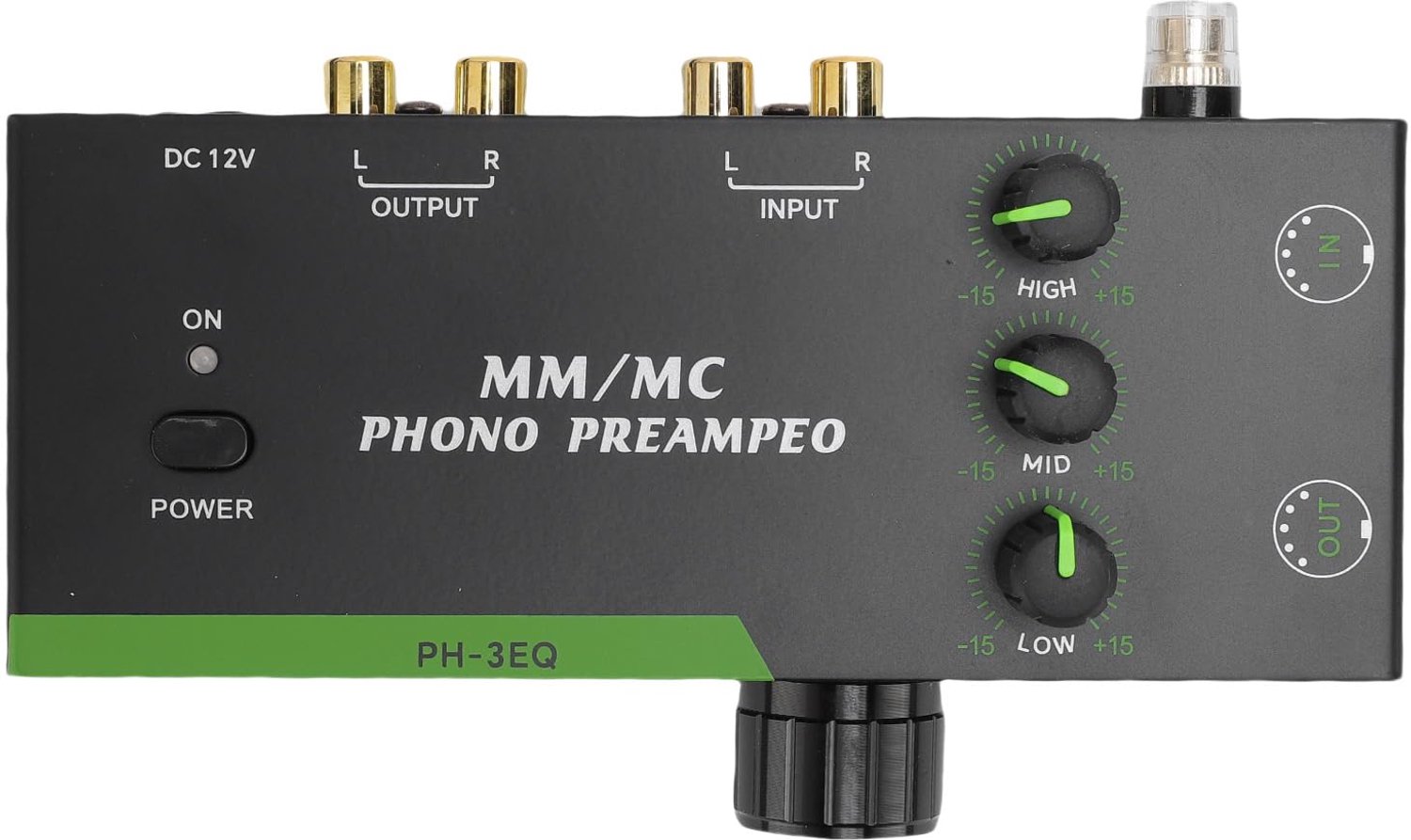 Phono Voorversterker Stalen Behuizing - Geluidsarme 3-Bands Equalizer - Voor Platenspeler - Audiofielen - EU-Stekkeraansluiting - Audio-voorversterker