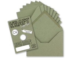 100 Kraft Papieren Enveloppen C6 - Groen met Gecoate Sluiting