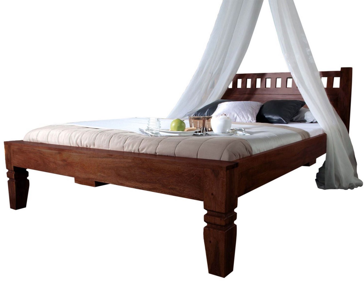 MASSIVMOEBEL24 .DE bed OXFORD #229 donkerbruin massief hout 160 x 200 cm
