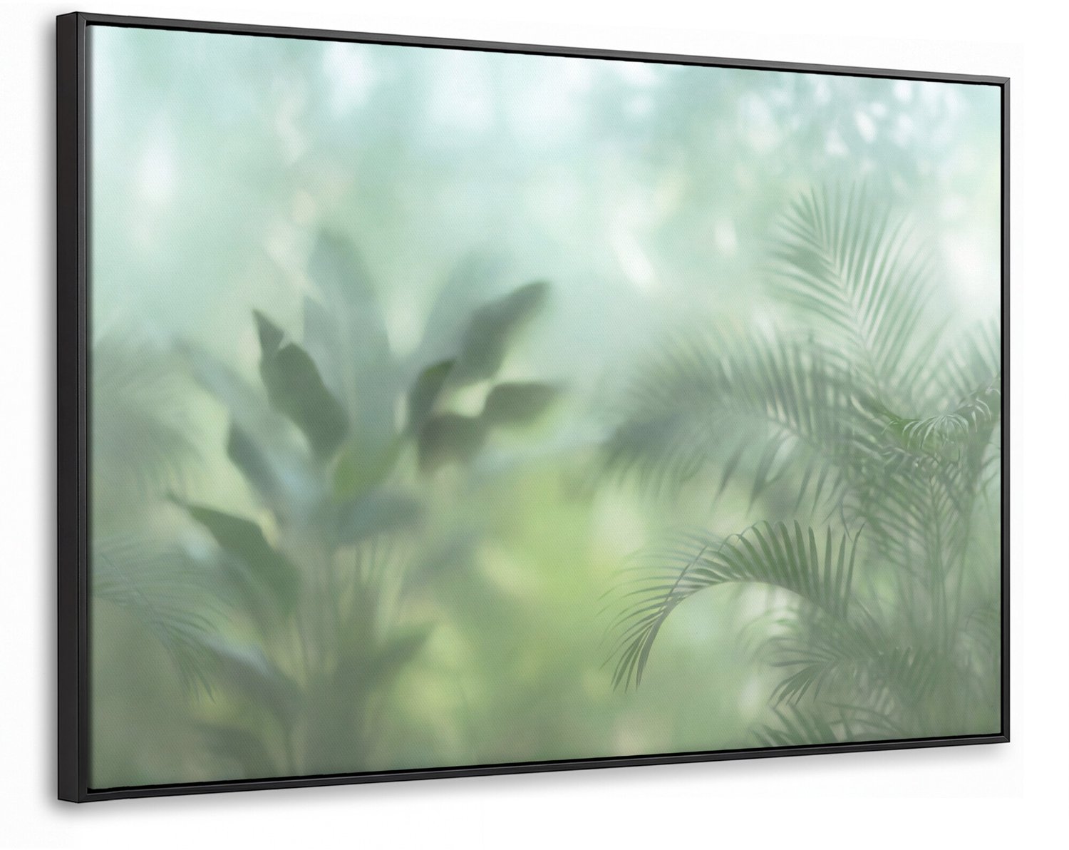 Canvas Schilderij met Baklijst - Natuur - Vervaagd - Groen - Abstract - Modern