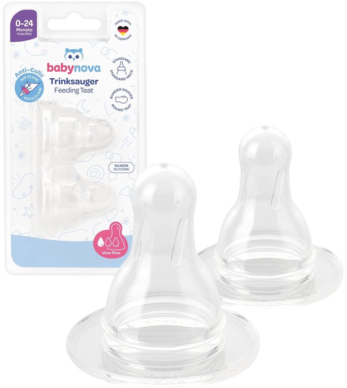 Ronde Silicone Speen voor Flessen - Anti-Colic Technologie - BPA Vrij - Maat S