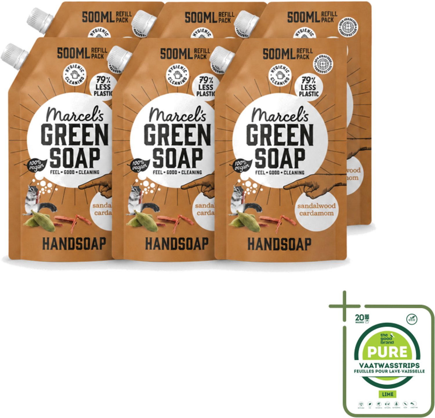 6 x Marcel’s Green Soap – Handzeep Navulling – Sandelhout & Kardemom – 500 ml - Grootverpakking - Vaatwasstrips - Handzeep Navulling - Sandelhout En Kardemom - Natuurlijke Handzeep - Biologische Handzeep - Duurzame Handzeep