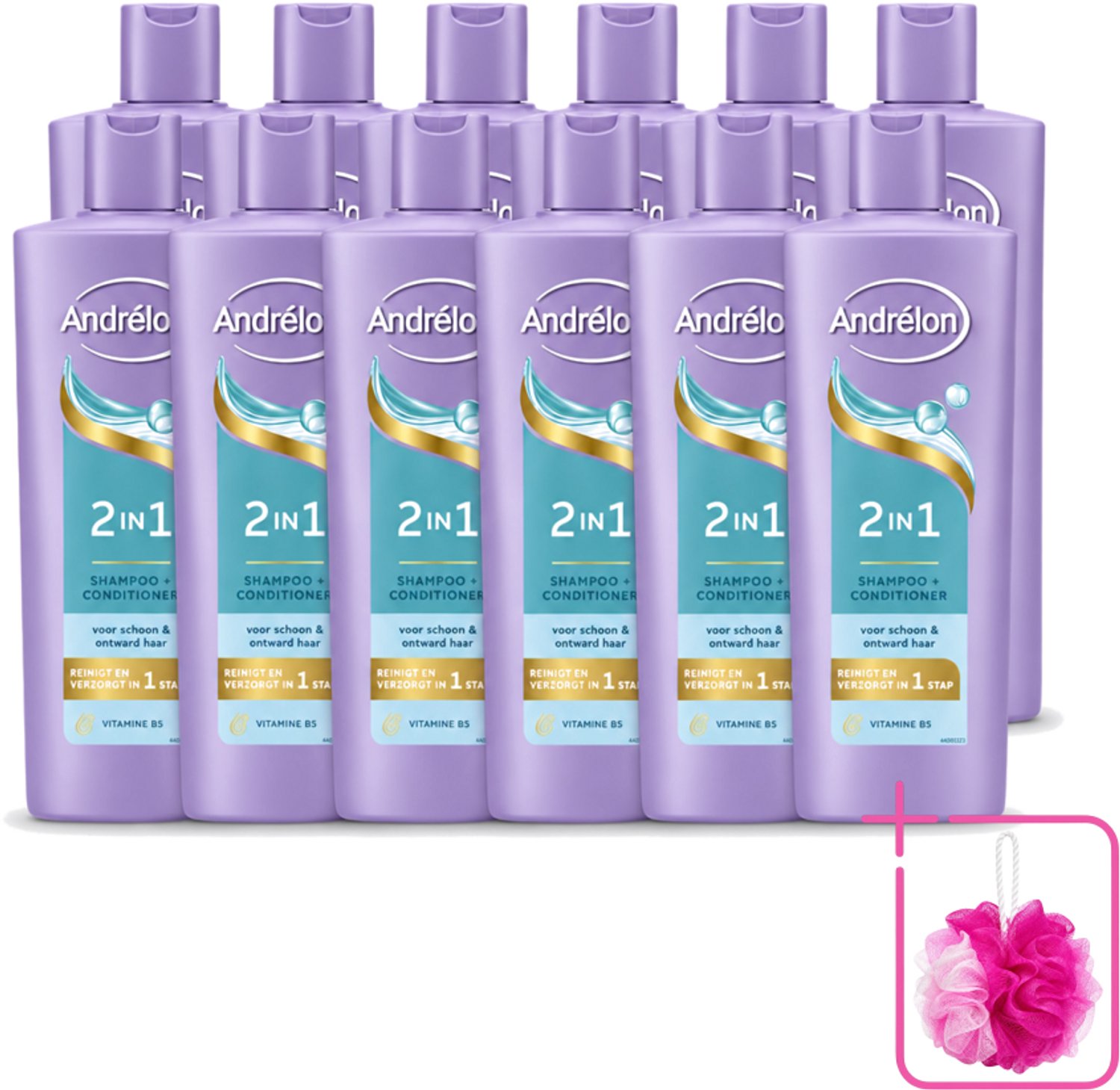 12 x Andrélon – Shampoo 2-in-1 – Iedere Dag – 400 ml - Bulkverpakking - Haar verzorgen - Douchemop - Haar reinigen