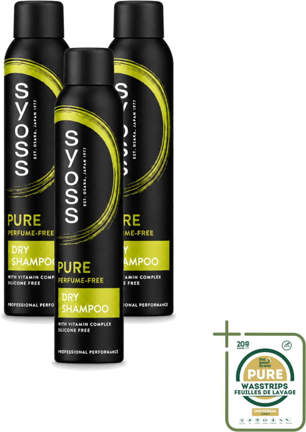 3 x SYOSS - Pure - Perfume Free - Droogshampoo - Shampoo - Langdurige Styling - 200ml - Wasstrips - Droogshampoo - Fris Haar - Haargevoel - Haarverzorging - Salonkwaliteit