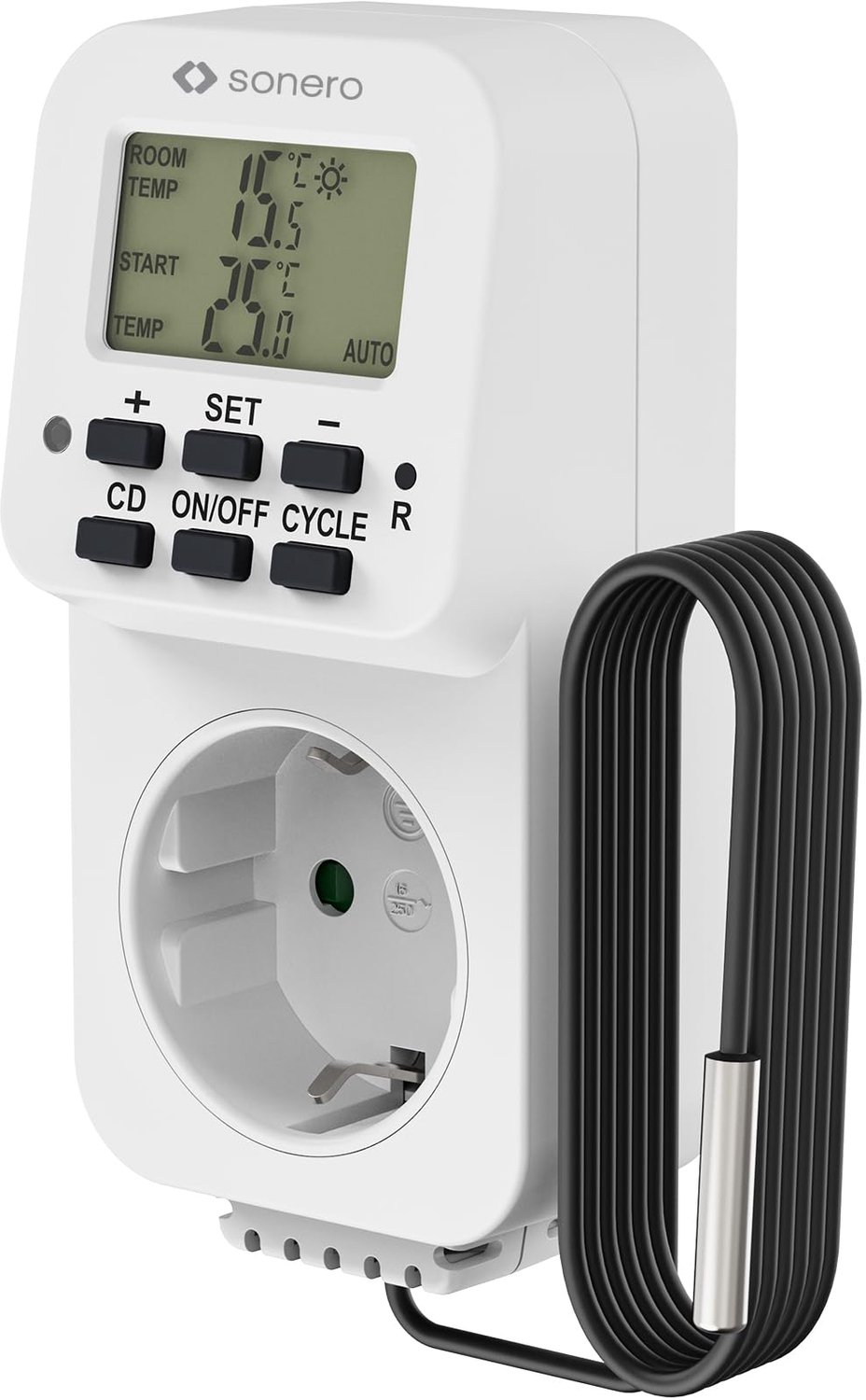 Sonero Digitale Thermostaat Stekker voor Terrarium en Glazenhuis - Tot 3600 Watt