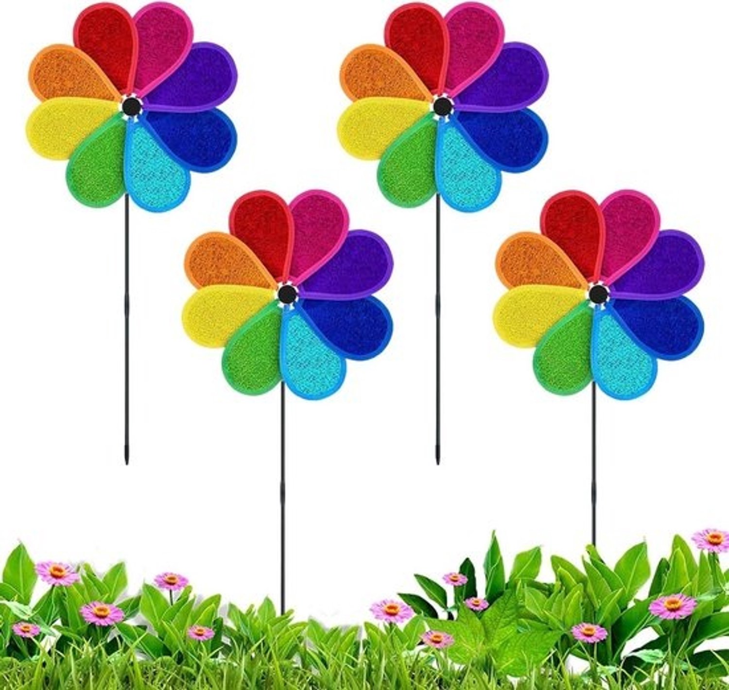 Decoratieve Windwijzer - Windvanger Tuin - Vogels Weren - Veelkleurige Reflectie - 4 stuks - Veelkleurig