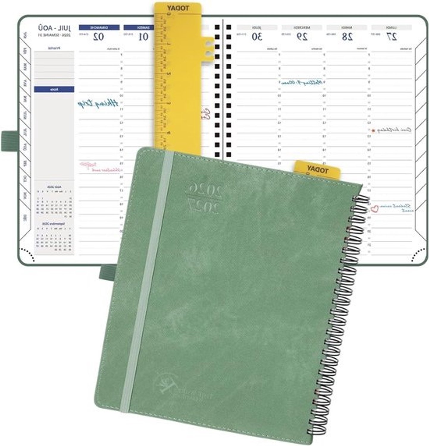 Agenda 2026-2027 - Weekplanner Ringband - Afspraken Plannen - Twee Paginas Per Week - 176 x 214 cm - Nachtsgroen