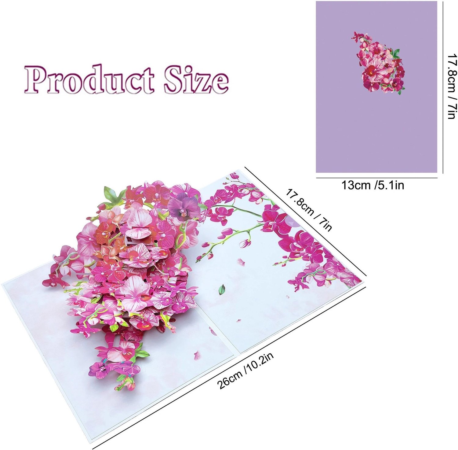 AYZDJ 3D Orchid pop-up verjaardagskaart - 3D papier gesneden bloem ontwerp voor vrouwen, cadeau voor moeder, vrouw, tante, zus of speciale vriend - Mu