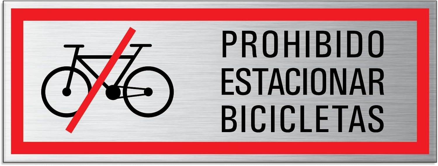 Fietsenbord 175 x 65 mm - geborsteld aluminium - duurzaam ontwerp - ideaal voor stalling - Luxento