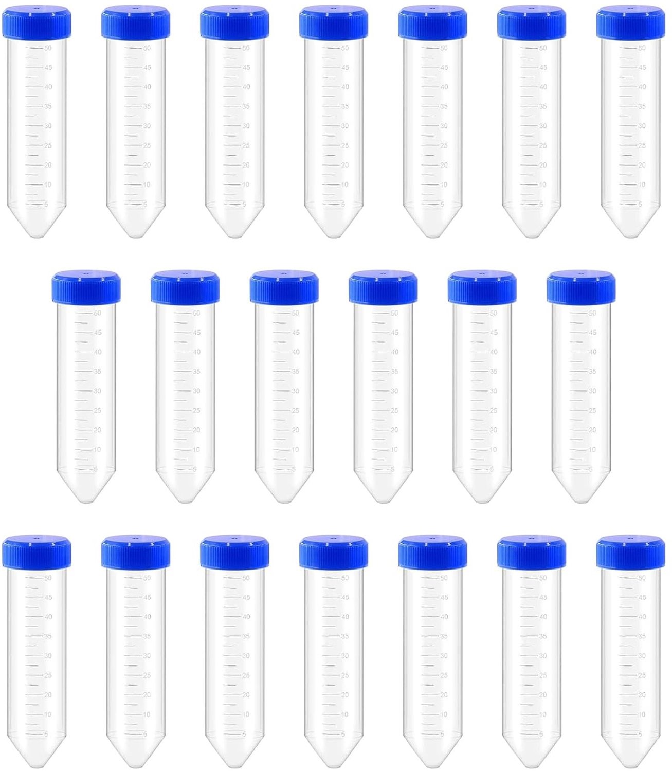 Plastic conische testbuizen 50 ml - 20 stuks met schroefdeksels - duurzaam en glad - ShopVlot