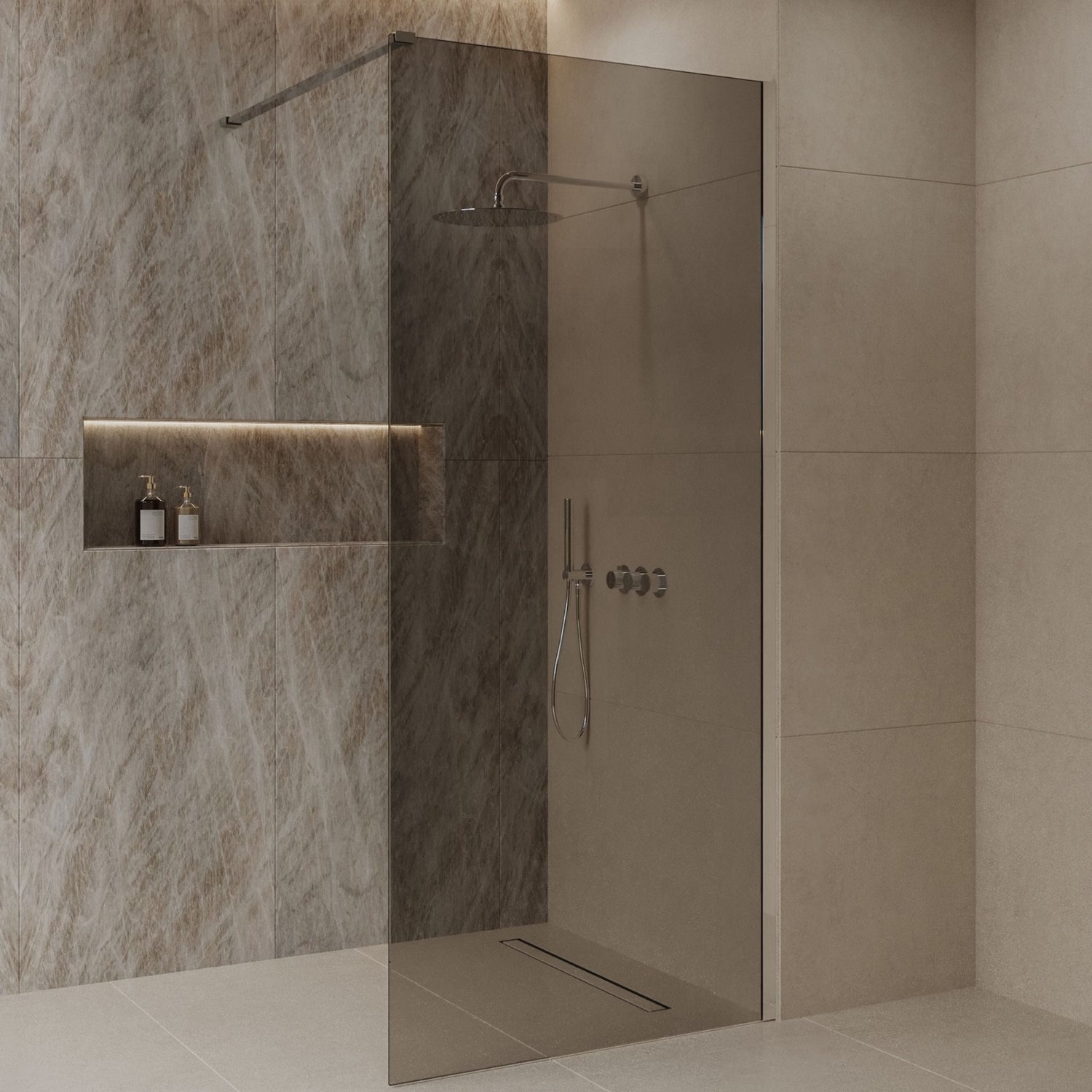 Sanitado Dalis Inloopdouche Rookglas Chrome Profielen 120x200 cm