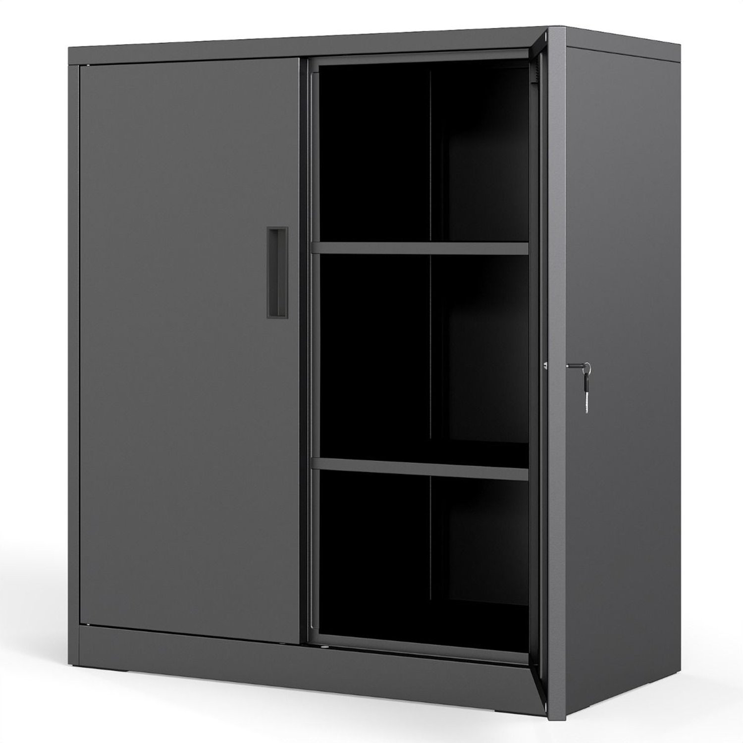 SureDeal® - Bureaukast - Archiefkast - Afsluitbare Deuren Werkplaatskast - Verstelbare Legplanken Kantoorkast - 80x40x91 cm - Zwart