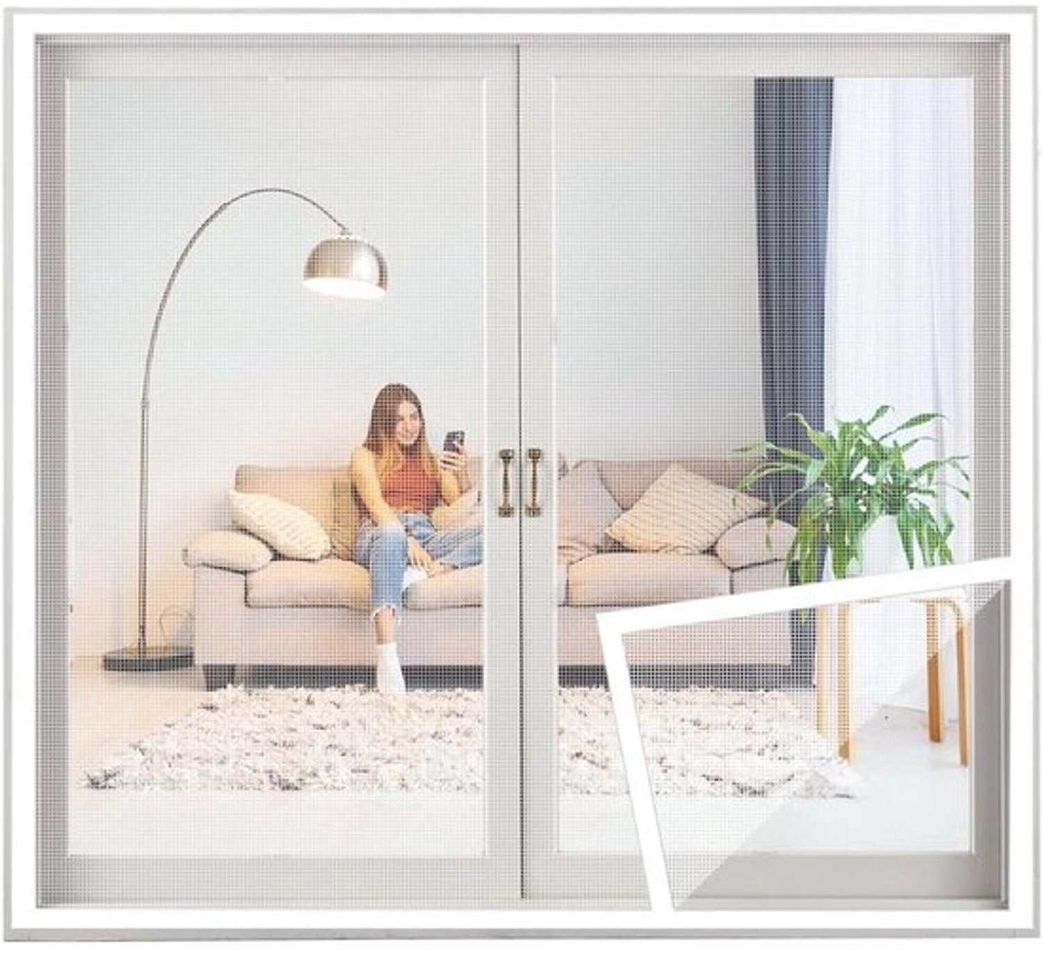 Horrengaas Raam - Insectenwering - Buitenlucht Genieten - Zonder Boren - 80x80cm - Wit