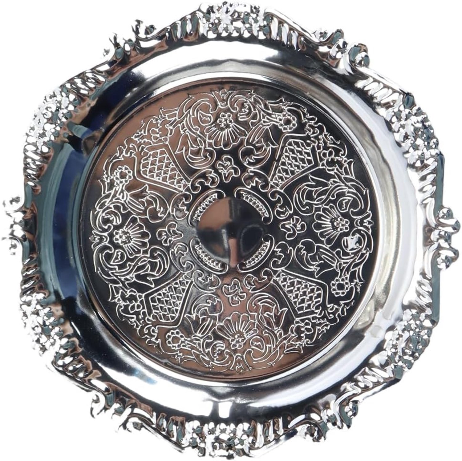 Durlo Vintage zilveren sleutellade, kleine sieradenlade met patroon, decoratief metalen sieradenschaaltje voor - ShopVlot