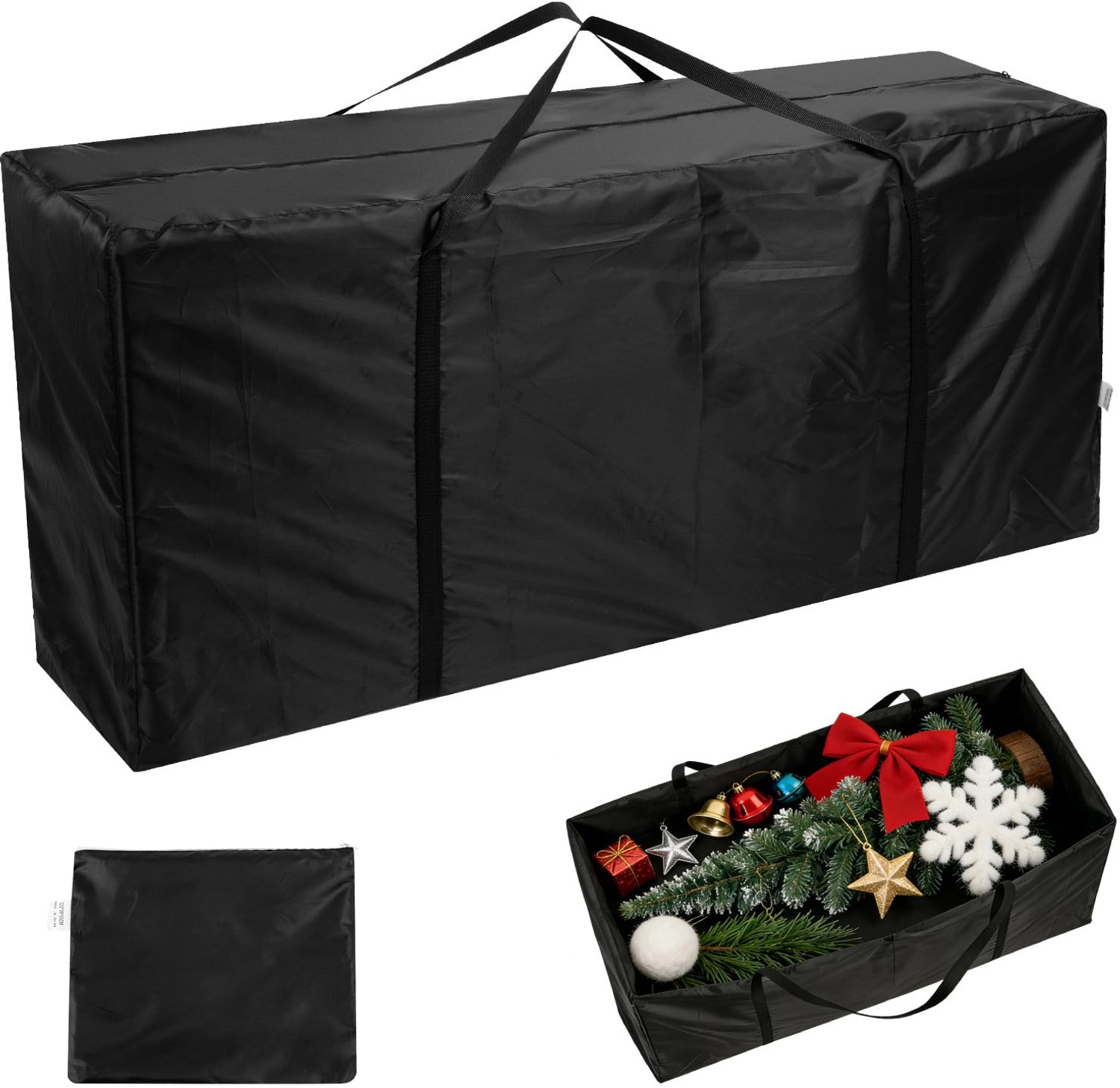 Famanu Opbergtas voor tuinmeubelen van 210D Oxford, waterdichte kussenopbergtas met handvat, 122x40x55 cm, ideaal voor het beschermen van tuinkussens en decoraties wit
