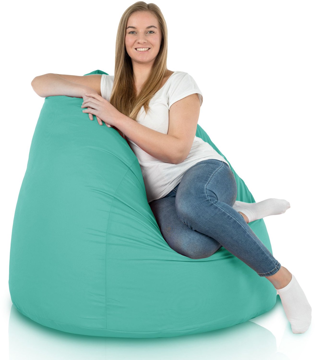 Italpouf Turquoise Sako Poef XXL Outdoor Waterdicht Tuin Zitzak met Vulling