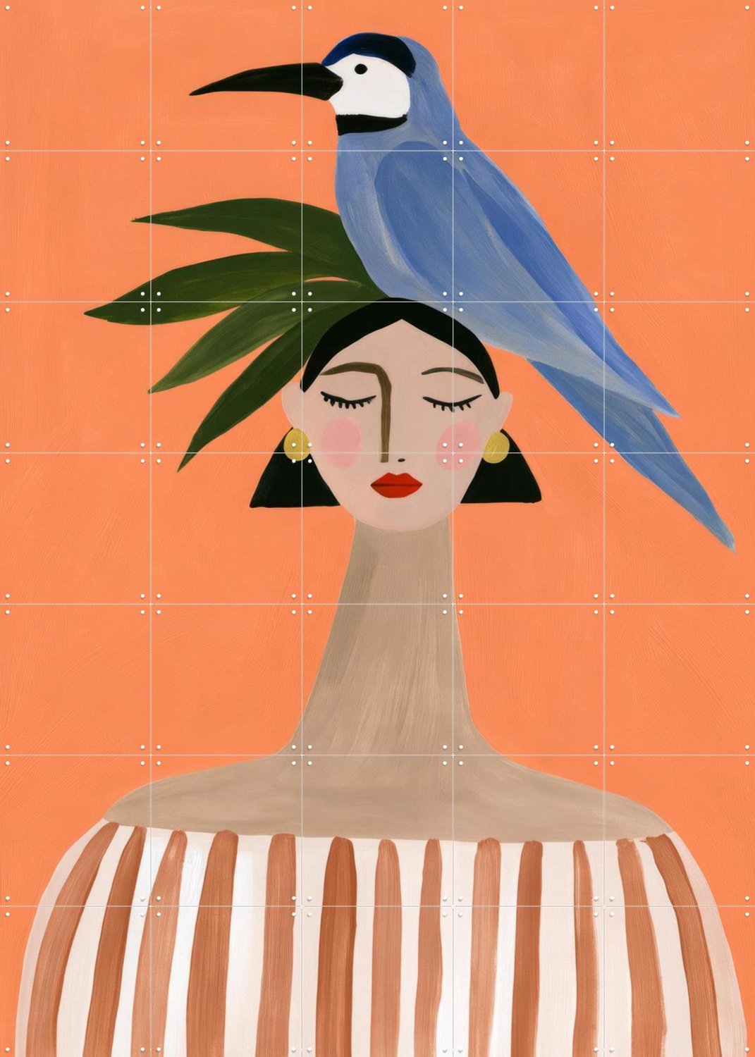 IXXI Blue Bird, Atelier Pommeline - 100 x 140 cm - Gratis ophangtool - Grote wanddecoratie en posters - Illustraties, Minimalisme, Kleurrijk
