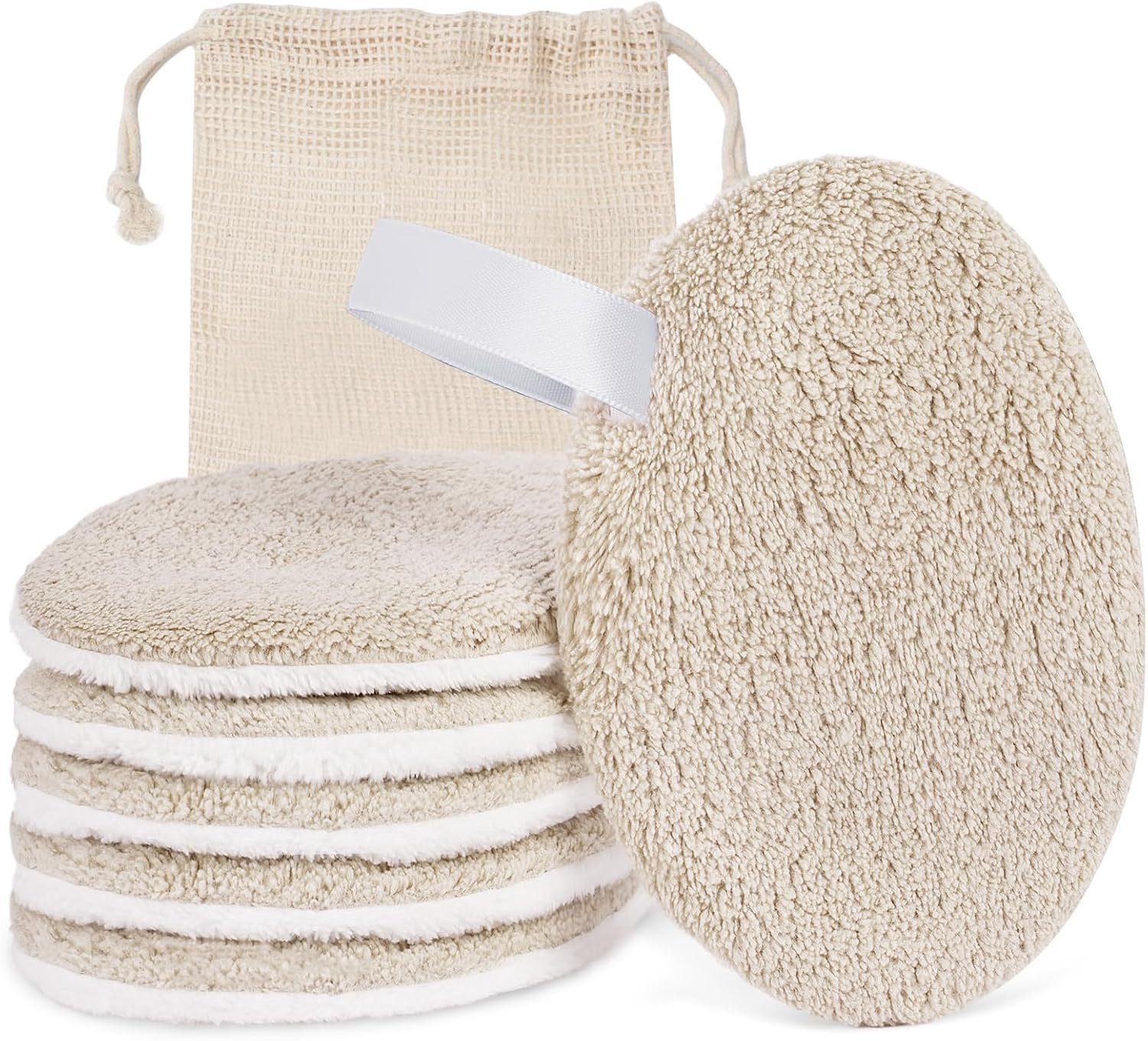 Make-up verwijder pads 6 stuks - ultra zachte koraal fleece - met ophanglus - ideaal voor gevoelige huid - ShopVlot