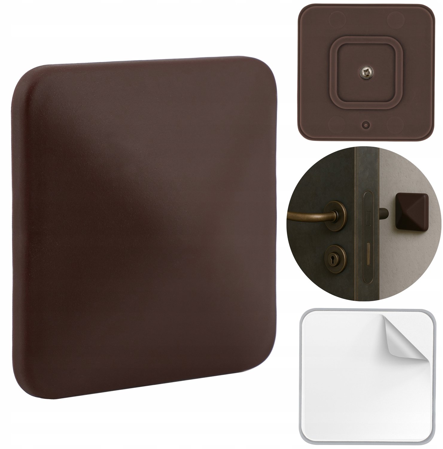 Zelfklevende Deurstopper 50x50mm Vierkant Bruin