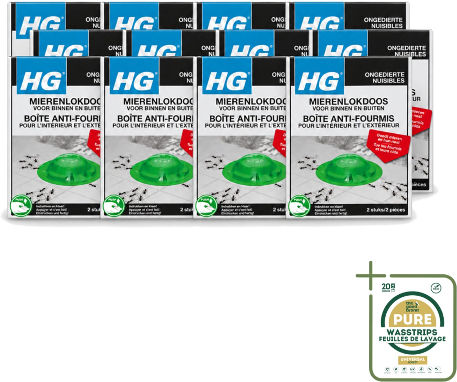 12 x HG X - Ongedierte - Mierenlokdoos Voor Binnen & Buiten - Bestrijdt Tot In Het Nest - 2 Doosjes - Wasstrips - Mierenbestrijding - Mierenlokdoos - Mierenbestrijding Binnen En Buiten - Mierenbestrijding Tot In Het Nest - Mierenbestrijding Tuin
