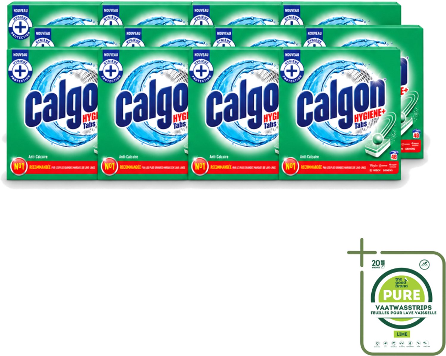 12 x Calgon - Wasmachinereiniger - Tegen Kalkaanslag - 48 Tabletten - Grootverpakking - Vaatwasstrips - Wasmachine Reinigen - Kalkafzetten - Wasmachine Beschermen - Wasmachine Onderhoud - Wasmachine Tabletten