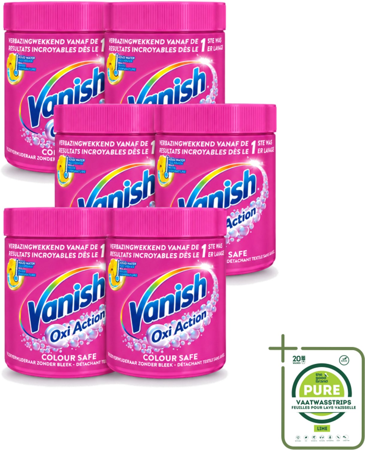 6 x Vanish Oxi Action - Veilige Kleur - Vlekkenverwijderaar Poeder - Zonder Bleek - Gekleurde Was - 550 Gram - Grootverpakking - Vaatwasstrips - Vlekkenverwijderaar - Kleuren Behouden - Poeder - Wasmiddel - Gekleurde Was