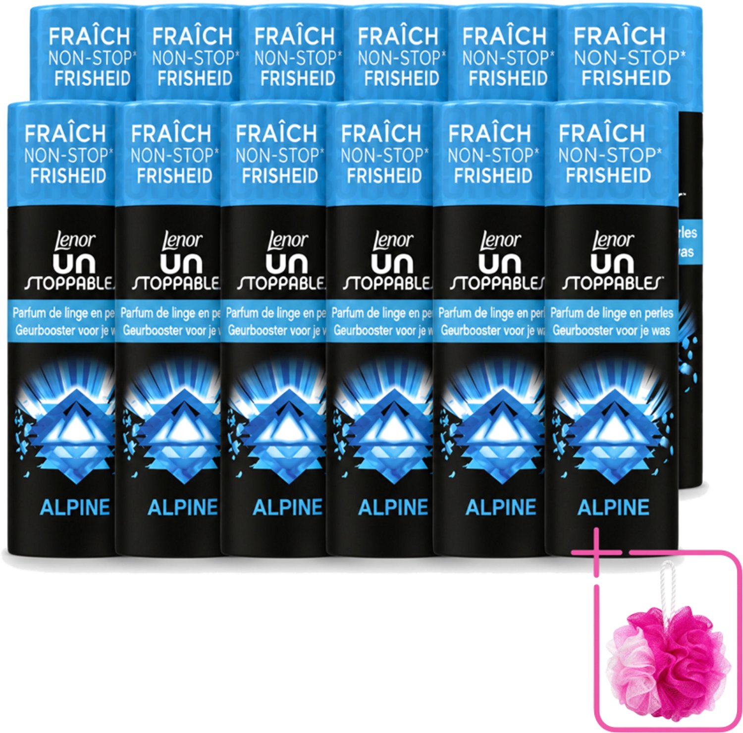 12 x Lenor Unstoppables – Geurbooster – Alpine – 19 Wasbeurten – 235 g - Bulkverpakking - Geurbooster wasgoed - Douchemop - Frisheid wasgoed