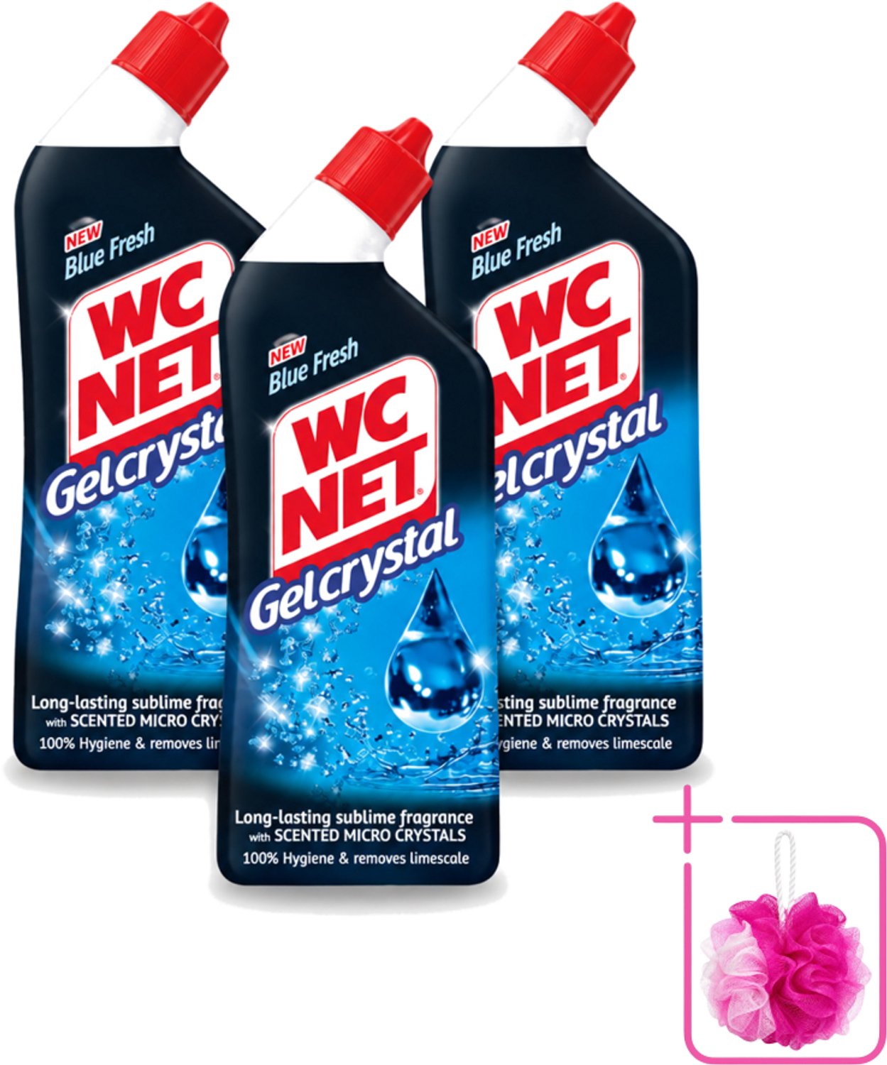 3 x WC-Net - Toiletreiniger - Gel - Blue Fresh - Anti-Kalk - 750 ml - Bulkverpakking - Toiletreiniger - Douchemop - Kalkaanslag