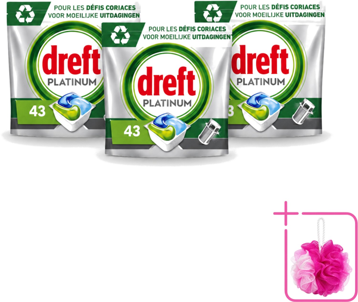 3 x Dreft Platinum - All In One - Vaatwascapsules - 43 Afwasbeurten - Bulkverpakking - Vaatwasmiddel - Vaatwascapsules