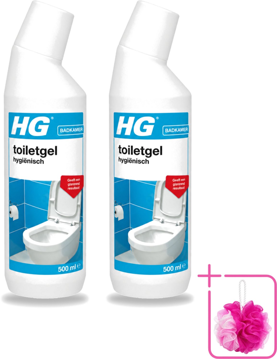 2 x HG - Badkamer - Toiletgel Hygiënisch - Geeft Een Glanzend Resultaat - 500 ml - Bulkverpakking - Toiletgel - Douchemop - Hygiëne
