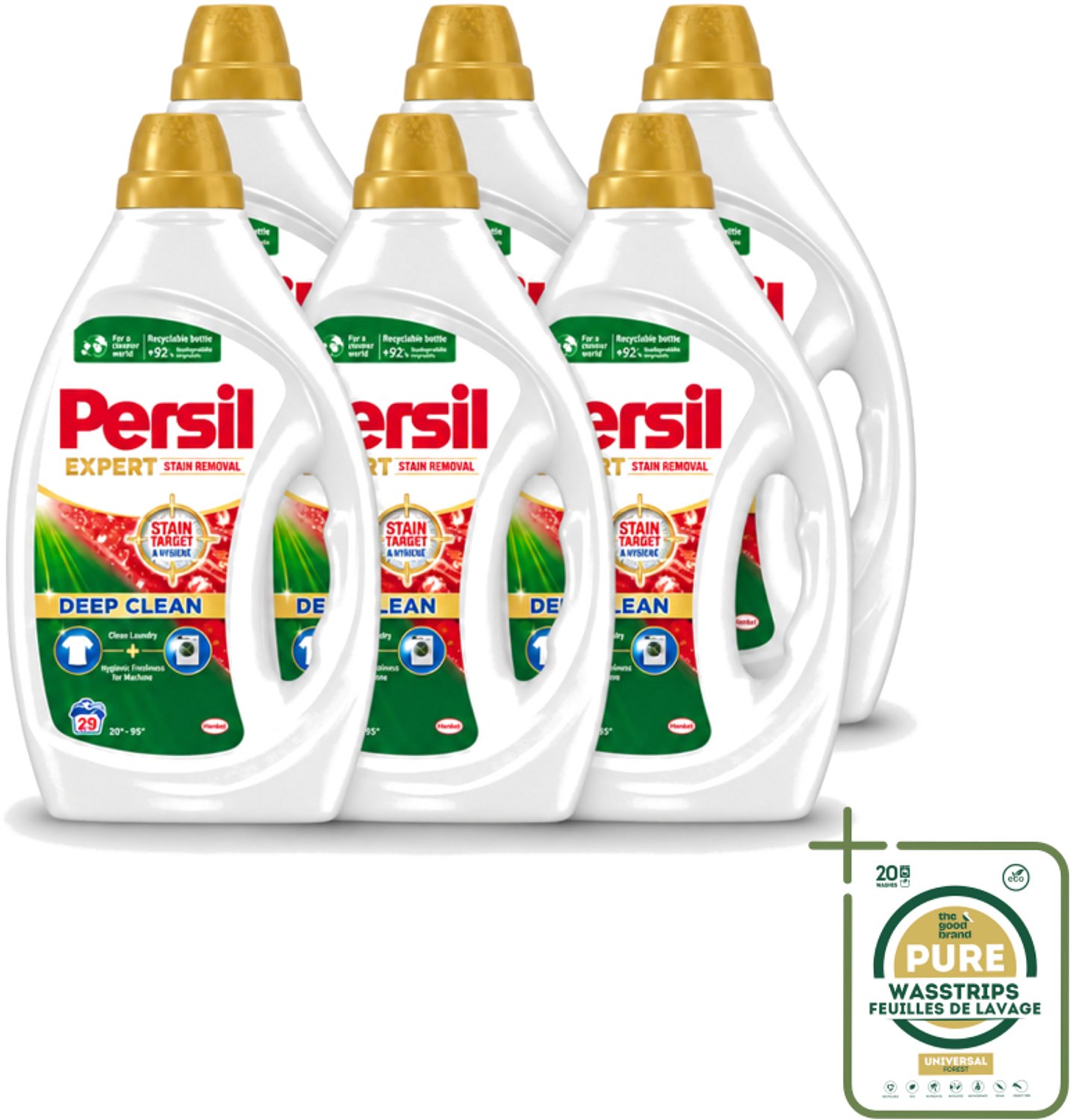 6 x Persil Expert - Vlekverwijdering - Vloeibaar Wasmiddel - Witte en Gekleurde Was - 29 Wasbeurten - Wasstrips - Vlekverwijdering - Wasmiddel - Wasgoed - Wasmachine - Frisheid