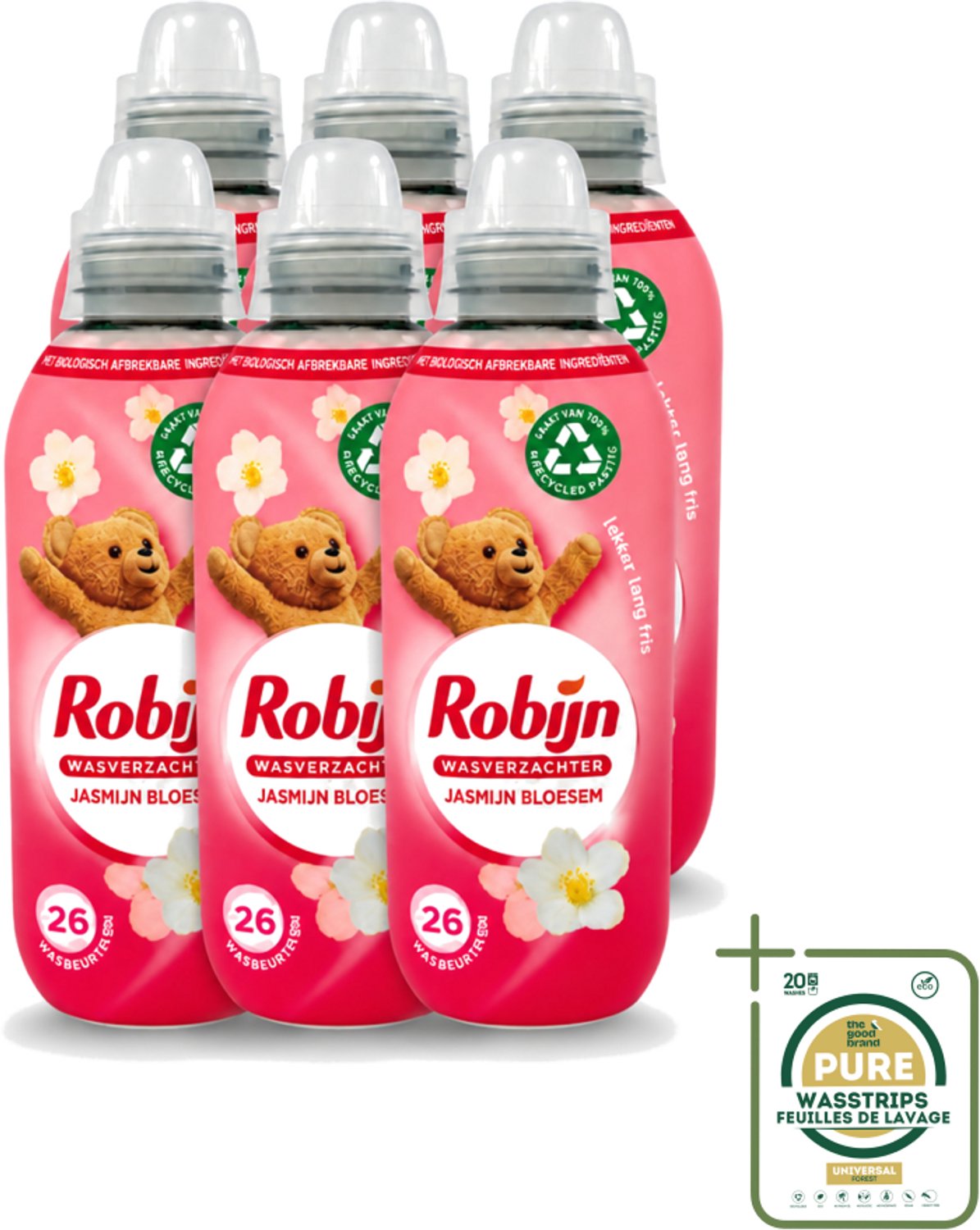6 x Robijn – Wasverzachter – Jasmijn Bloesem – 650 ml - Wasstrips - Wasverzachter Jasmijn Bloesem - Wasverzachter - Wasverzachter Jasmijn - Wasverzachter Voor Kleding - Wasverzachter Voor Was