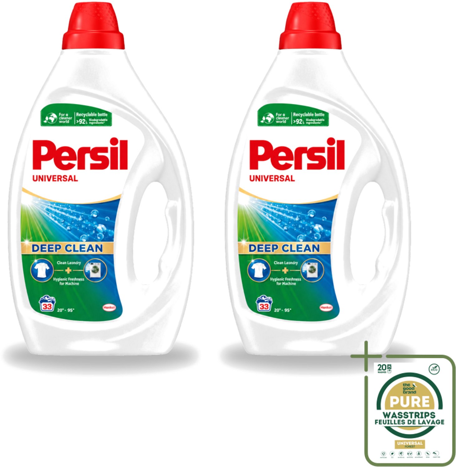2 x Persil Universal - Vloeibaar Wasmiddel - Witte en Gekleurde Was - 33 Wasbeurten - Wasstrips - Persil Universal Gel - Wasmiddel - Vlekverwijdering - Frisheid - Wasmachine