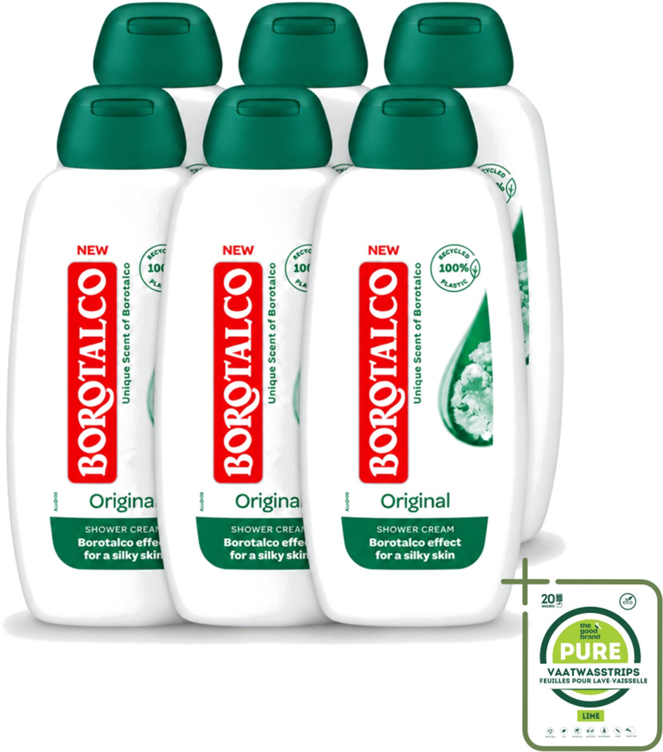 6 x Borotalco – Douchegel – Original – 250 ml - Grootverpakking - Vaatwasstrips - Douchegel - Borotalco - Huidverzorging - Douchegel Voor Gevoelige Huid - Douchegel Voor Droge Huid