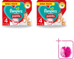 2 x Pampers - Baby-Dry Pants - Luierbroekjes - Maat 4 (9-15 kg) - Comfort Fit - 108 Luiers - Bulkverpakking - Baby luier - Douchemop - Baby droge huid