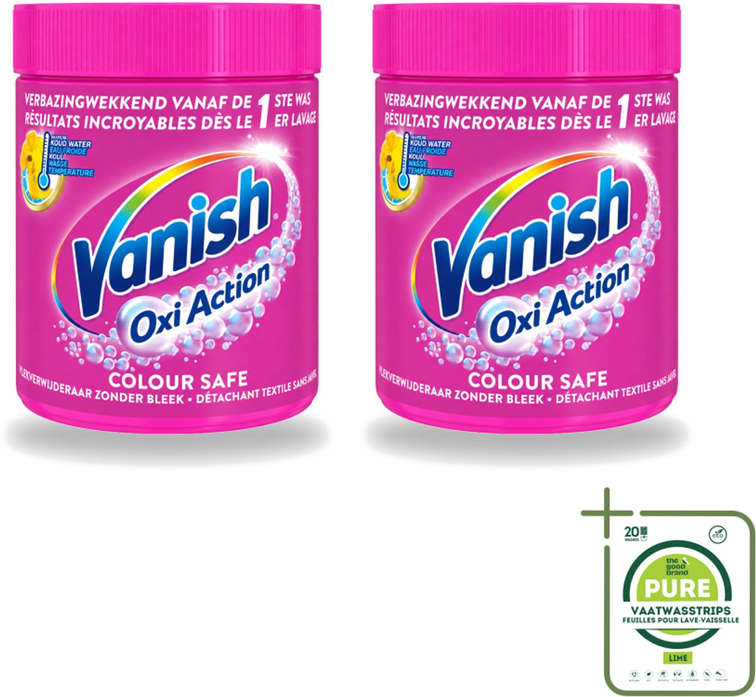 2 x Vanish Oxi Action - Veilige Kleur - Vlekkenverwijderaar Poeder - Zonder Bleek - Gekleurde Was - 550 Gram - Grootverpakking - Vaatwasstrips - Vlekkenverwijderaar - Kleuren Behouden - Poeder - Wasmiddel - Gekleurde Was