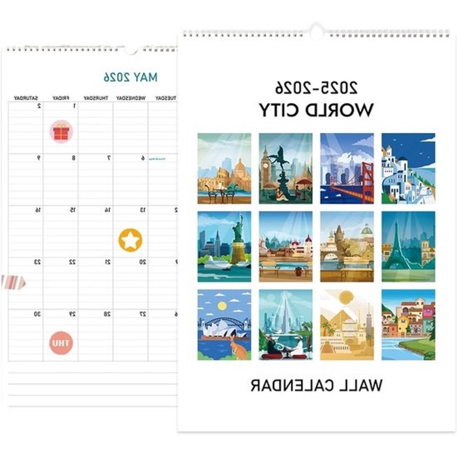 Kantoor Muurkalender - Wekelijkse Planner - Efficiënte Planning - Artistieke Illustraties - 43.1 cm - Niet gespecificeerd