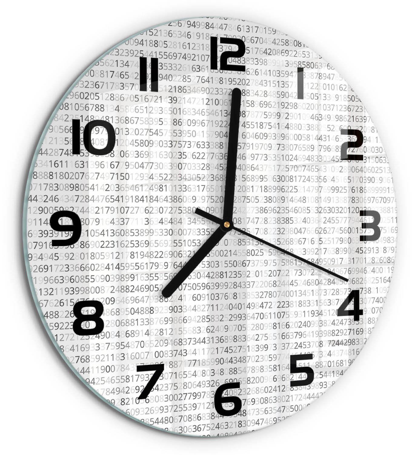 TULUP Wandklok - Binaire code Glazen Wandklok Design - fi30 cm - Grijs Klok Glas Met Opdruk - Zwarte handen - Ronde Klok - Wandklok Glas Met Motief - Decoratieve Glazen Klok
