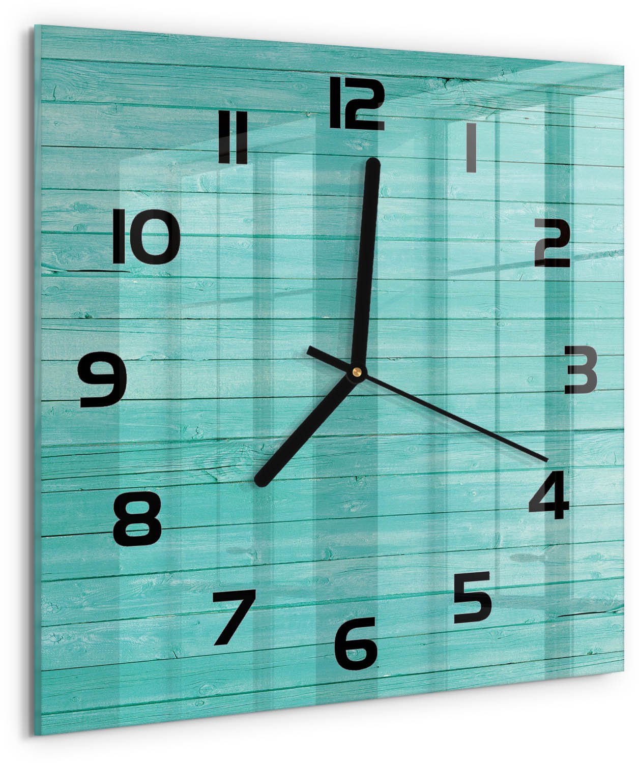 TULUP Wandklok - Groene borden Wandklok Glas Decoratie - 30x30 cm - Groente Gekleurde Glazen Klok - Zwarte handen - Vierkante Klok - Klok Glas Met Opdruk - Moderne Wandklok Glas