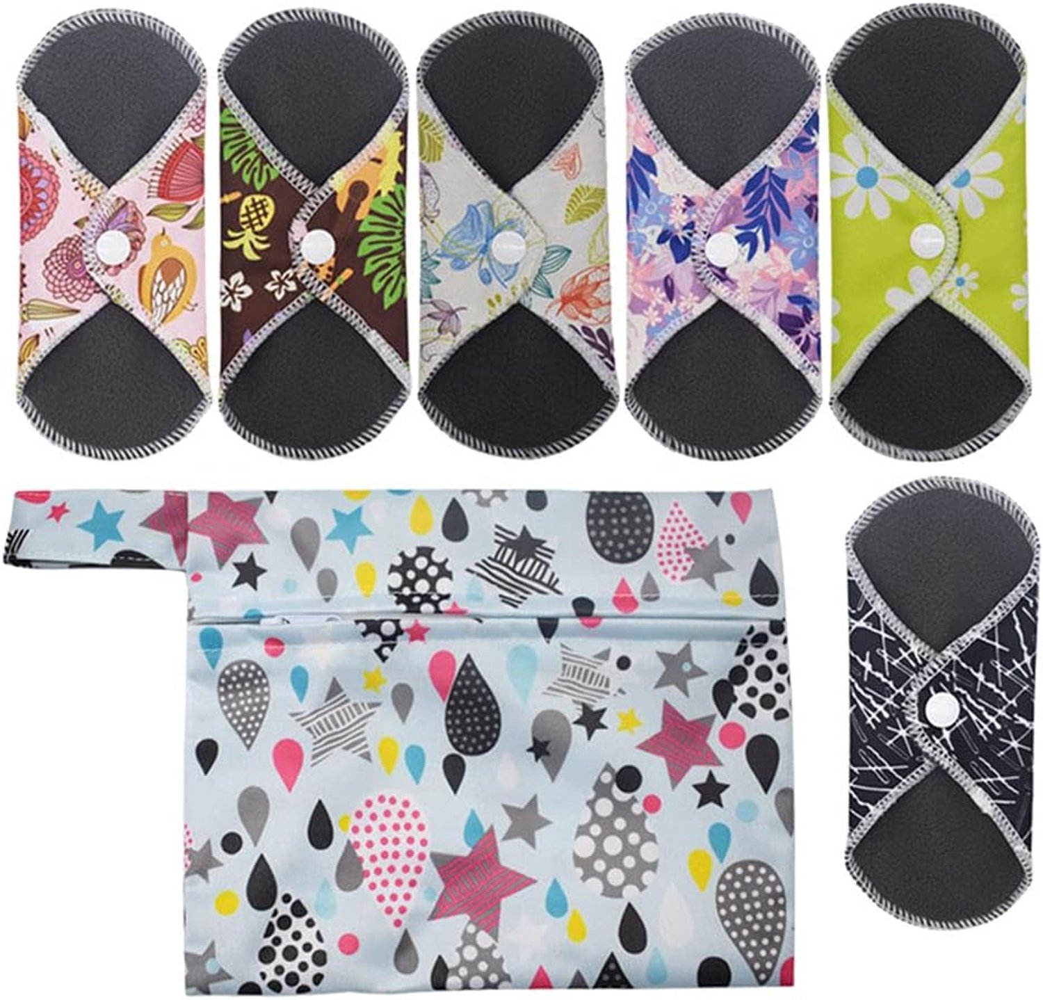Herbruikbare maandverbanden 6 stuks - Antibacterieel bamboe - Comfortabel en absorberend - ShopVlot