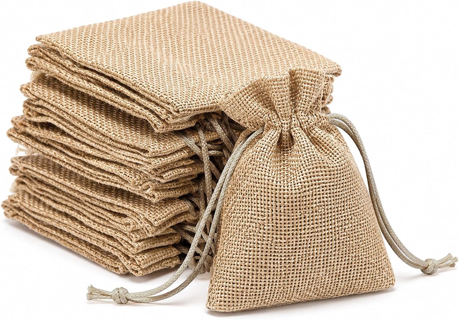 Jute zakjes 20 stuks - 9 x 7 cm - met trekkoord - ideaal voor geschenken - ShopVlot