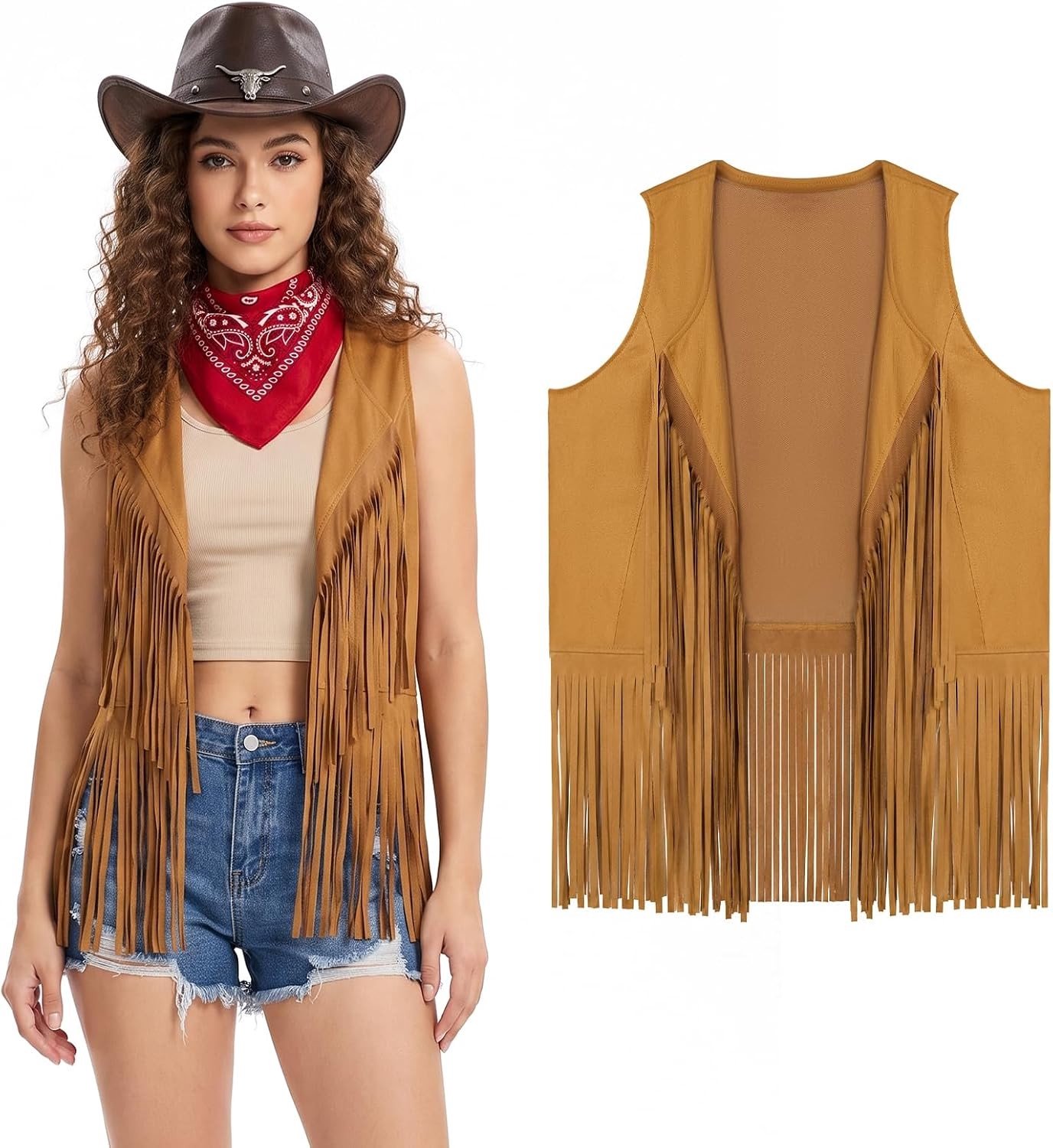 70s Hippie Kostuum voor Dames - Cowgirl Outfit in Boho Chic Stijl met Accessoires