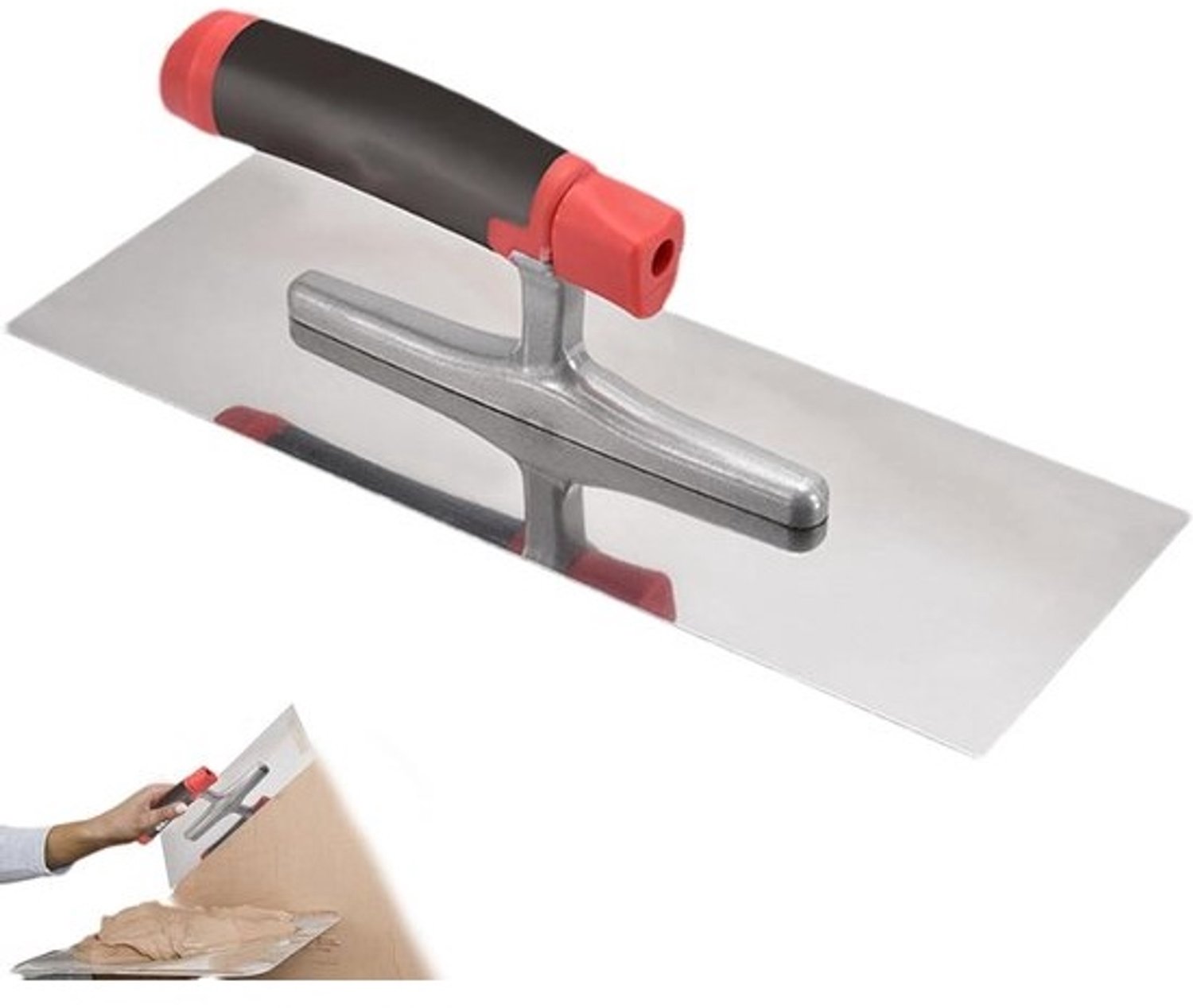 Cement Troffel - Bouw Gereedschap - Vloeren Afwerken - Roestvrij Staal - 300x110mm - Zilver