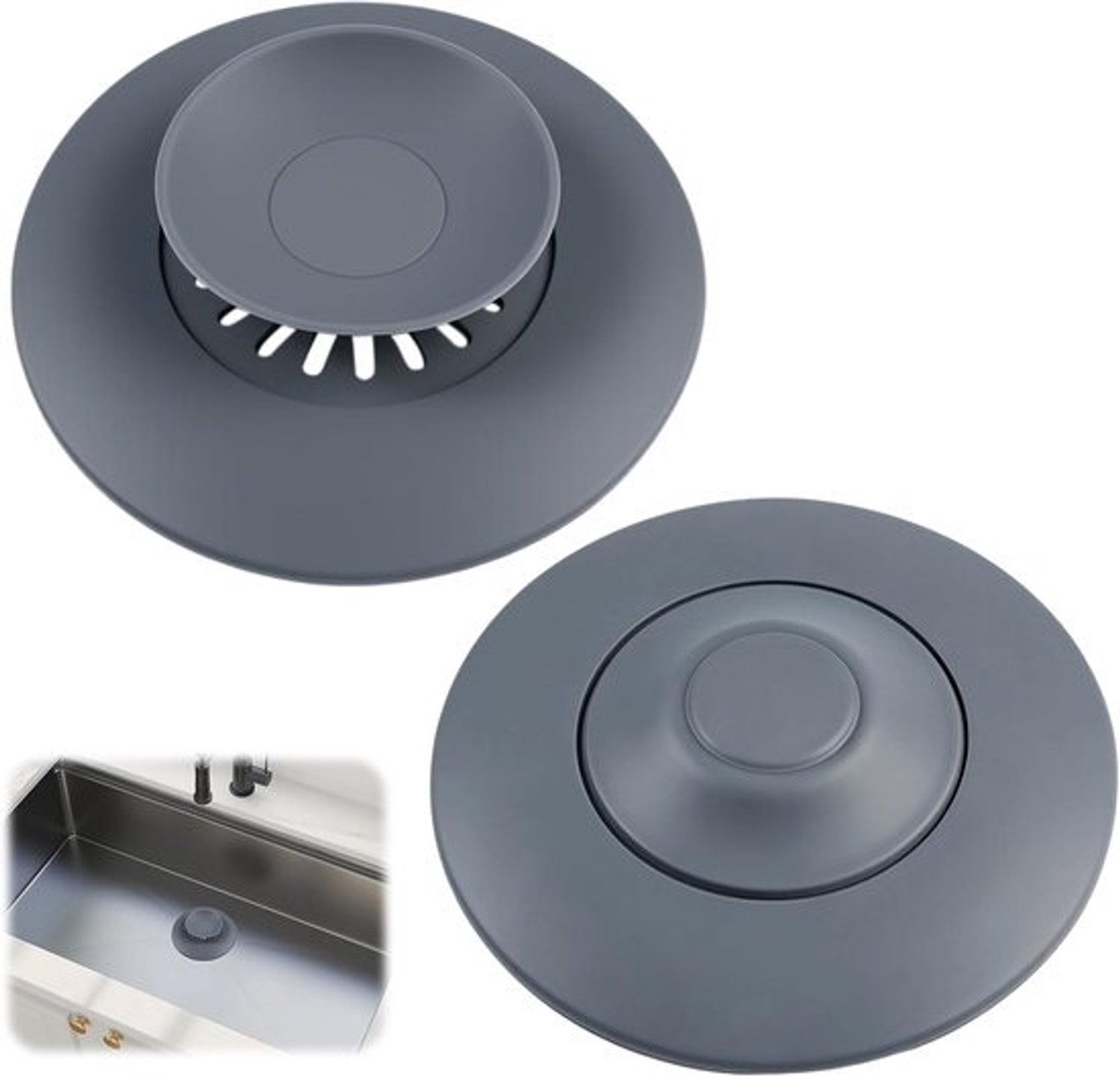 Universele Afvoerstop - Douchegootstop Zeef - Verstopping Voorkomen - Met Zeef - Diameter 11 cm - Grijs