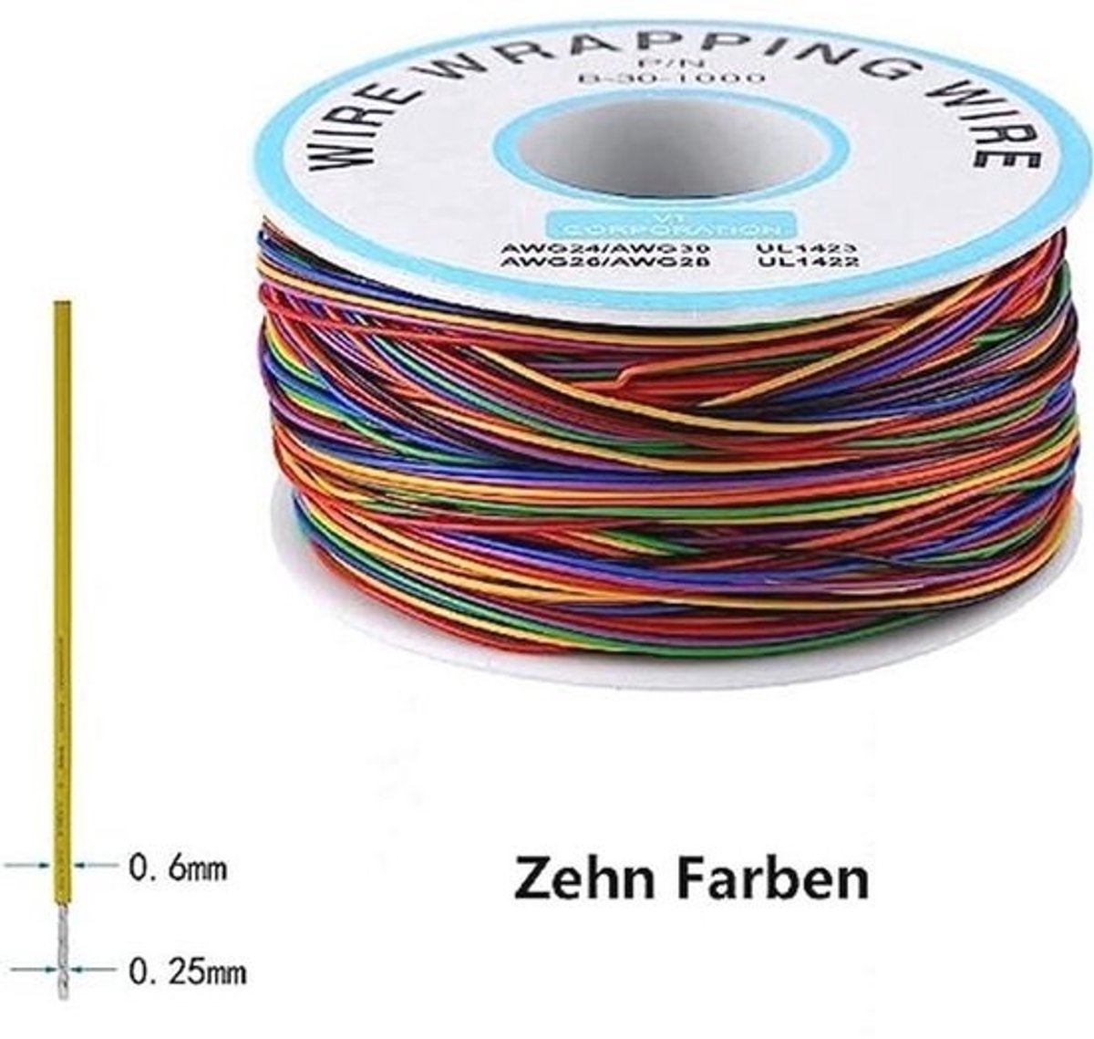 280 Meter Isolatietest Kabel - 30AWG Vertind Koper, Hoge Temperatuurbestendig, 8 Kleuren