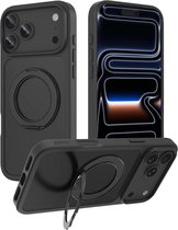 Buddi Frost Hoesje Geschikt voor Apple iPhone 18 Pro Max - Mat Zwart - Met Ring Stand - MagSafe Back Cover - Matchende kleur - Met 360° Draaibare Standaard - Shockproof - Slank