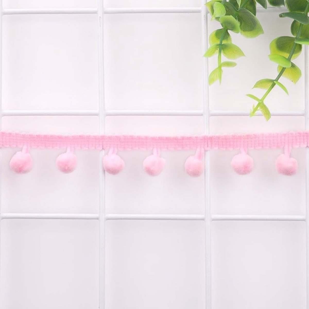 Pompoms en Fringes voor Creatieve DIY Decoraties, Geschikt voor Kleding, Gordijnen en Kussens, Roze 10 Yards