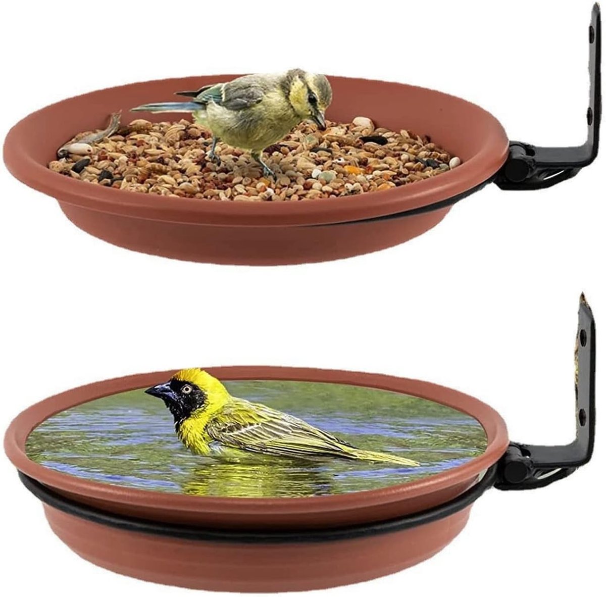 Vogelvoeder en Vogelbad Kom voor Buiten, Geschikt voor Houten Schuttingen en Terrassen, Ideaal voor Tuin en Patio